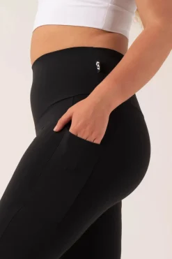 Black Body Contouring - Panel Pocket High Waisted 7/8 Leggings