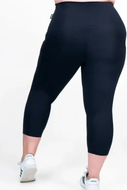 Black Body Contouring - Panel Pocket Extra High Waisted Capri Leggings