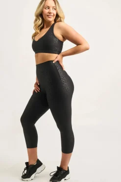 Black Exotic Touch Jag - Extra High Waisted Capri Leggings