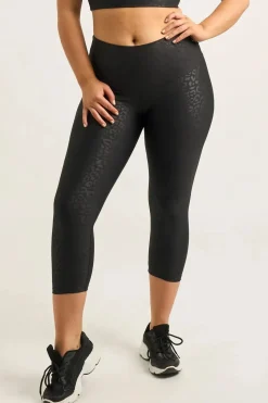 Black Exotic Touch Jag - High Waisted Capri Leggings