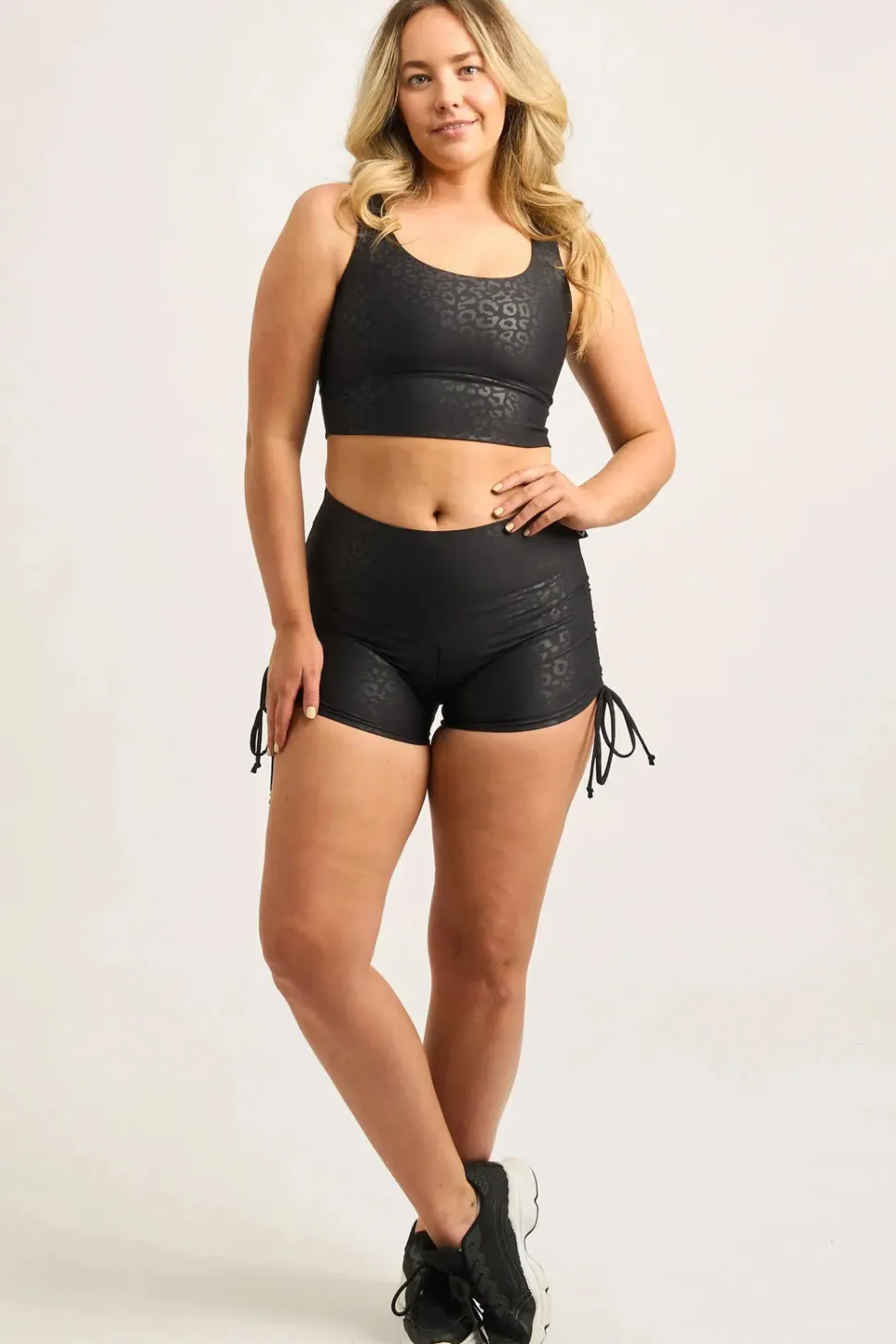 Black Exotic Touch Jag - High Waisted Tie Side Booty Shorts
