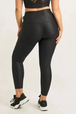 Black Exotic Touch Jag - Panel Pocket High Waisted 7/8 Leggings