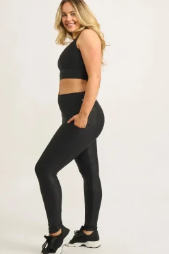 Black Exotic Touch Jag - Panel Pocket High Waisted Leggings