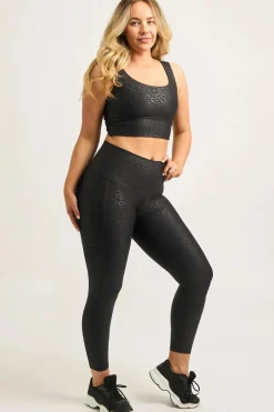Black Exotic Touch Jag - Panel Pocket High Waisted 7/8 Leggings