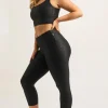 Black Exotic Touch Jag - Tummy Control High Waisted Capri Leggings