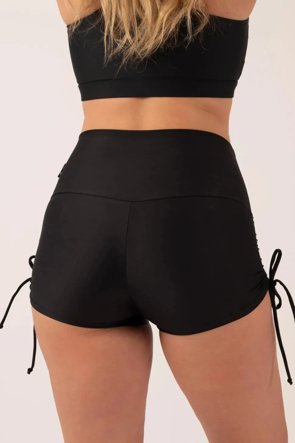 Black Performance - High Waisted Tie Side Booty Shorts
