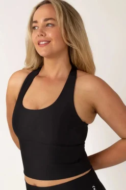 Black Performance - Longline T Back Comfort Crop Top