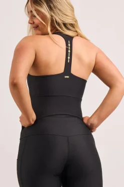 Black Performance - Luxe Longline T Back Comfort Crop Top