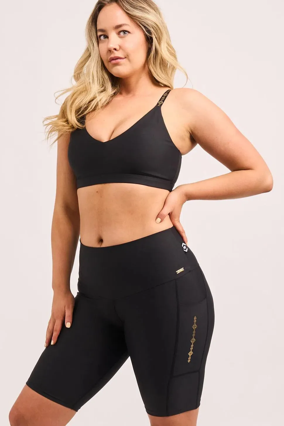 Black Performance - Luxe Panel Pocket High Waisted Long Shorts