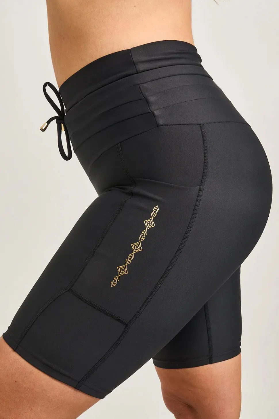 Black Performance - Luxe Panel Pocket Drawstring Long Shorts