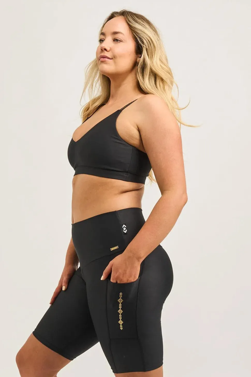 Black Performance - Luxe Panel Pocket High Waisted Long Shorts