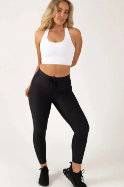 Black Performance - Panel Pocket Drawstring High Waisted 7/8 Leggings