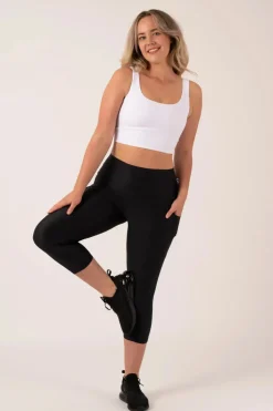Black Performance - Panel Pocket High Waisted Capri Leggings