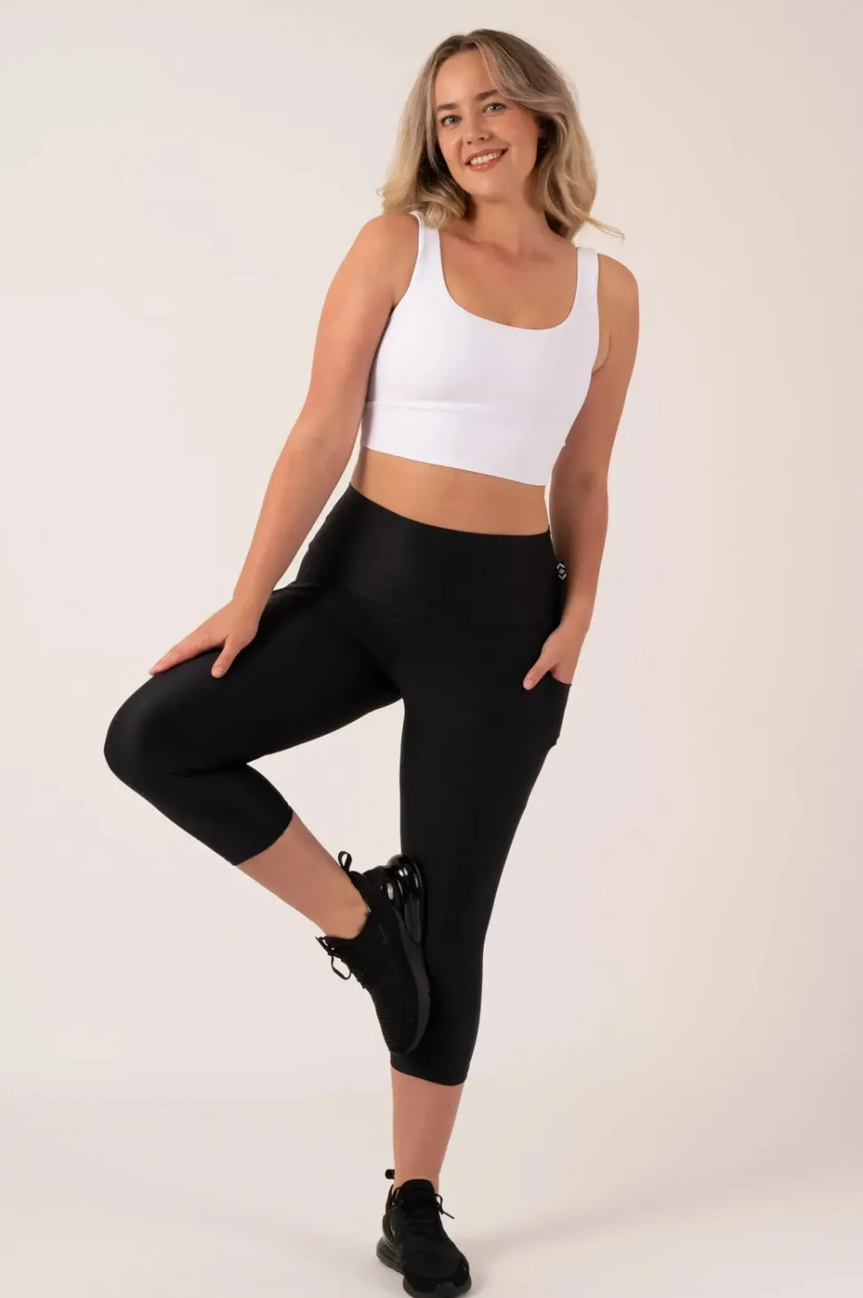 Black Performance - Panel Pocket High Waisted Capri Leggings