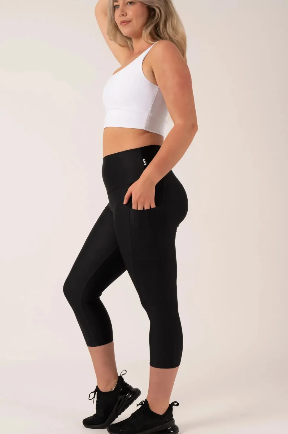 Black Performance - Panel Pocket High Waisted Capri Leggings