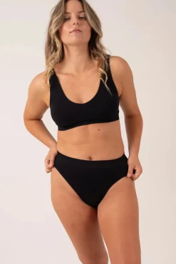 Black Rib Seam Free - High Waist Bikini Briefs