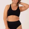 Black Rib Seam Free - Strappy Cross Over Bralette