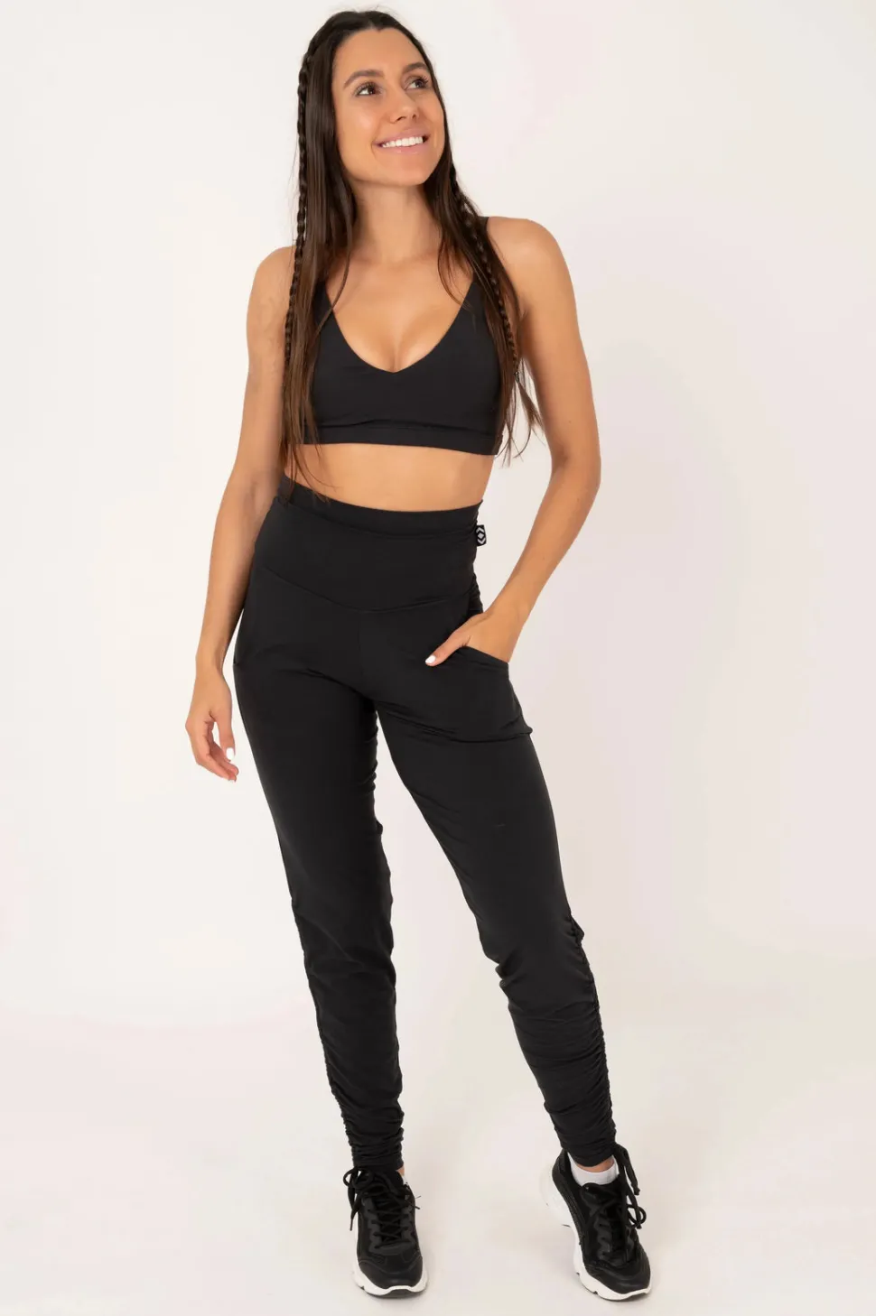 Black Soft To Touch - Jogger Long Tie Sided w/ Pockets