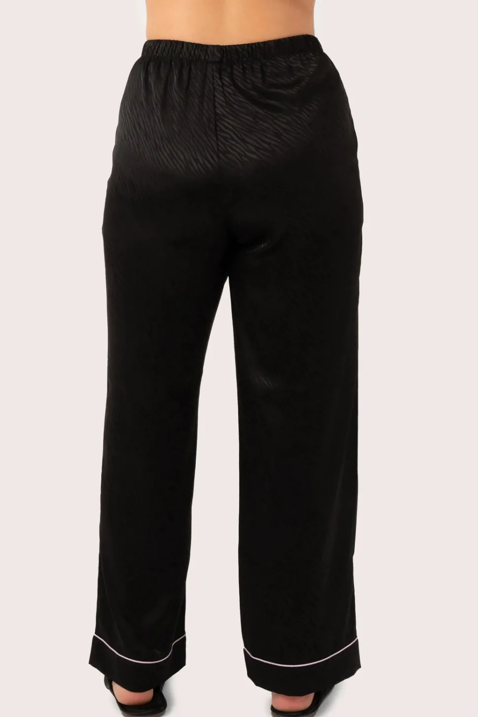 Black Zebra Jaquard Satin - Long Sleeve Button Up Shirt & Pants Pyjama Set