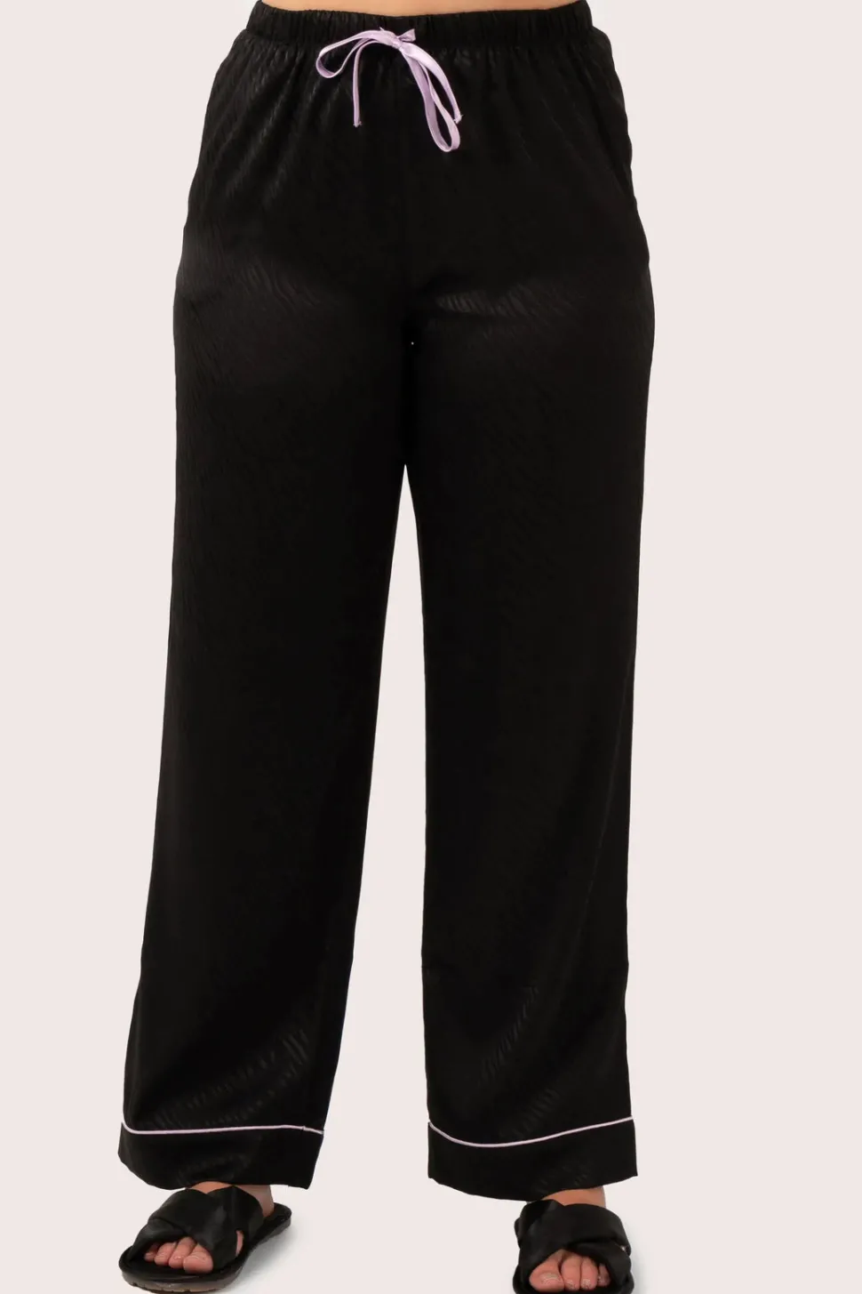 Black Zebra Jaquard Satin - Long Sleeve Button Up Shirt & Pants Pyjama Set