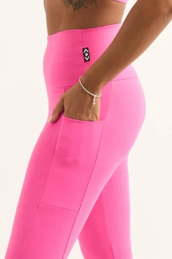 Candy Pink Body Contouring - Panel Pocket High Waisted Capri Leggings