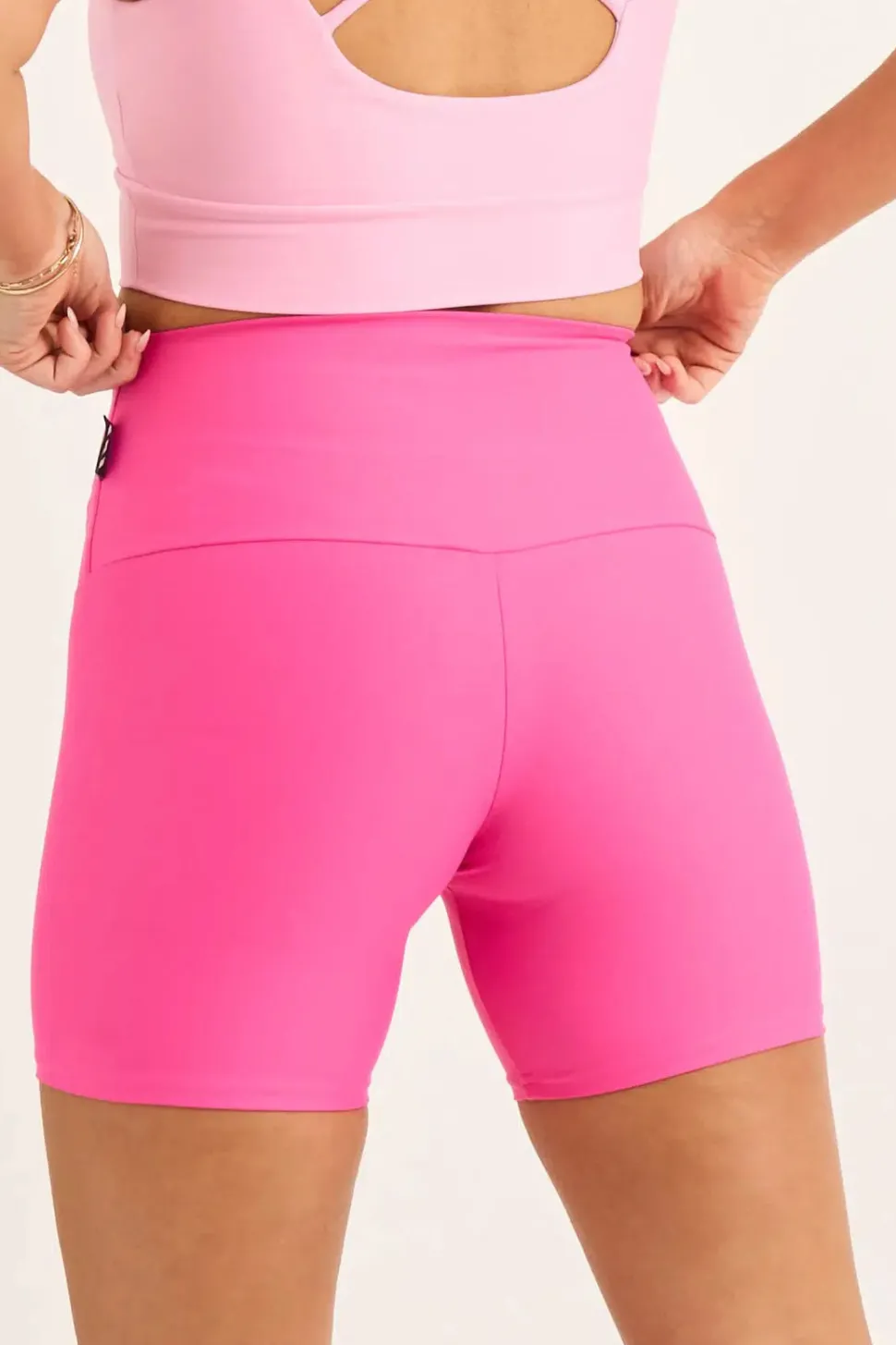 Candy Pink Performance - High Waisted Booty Shorts