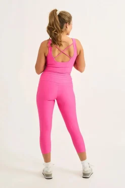 Candy Pink Performance - Pocket Booty Shaper Drawstring Capri Leggings