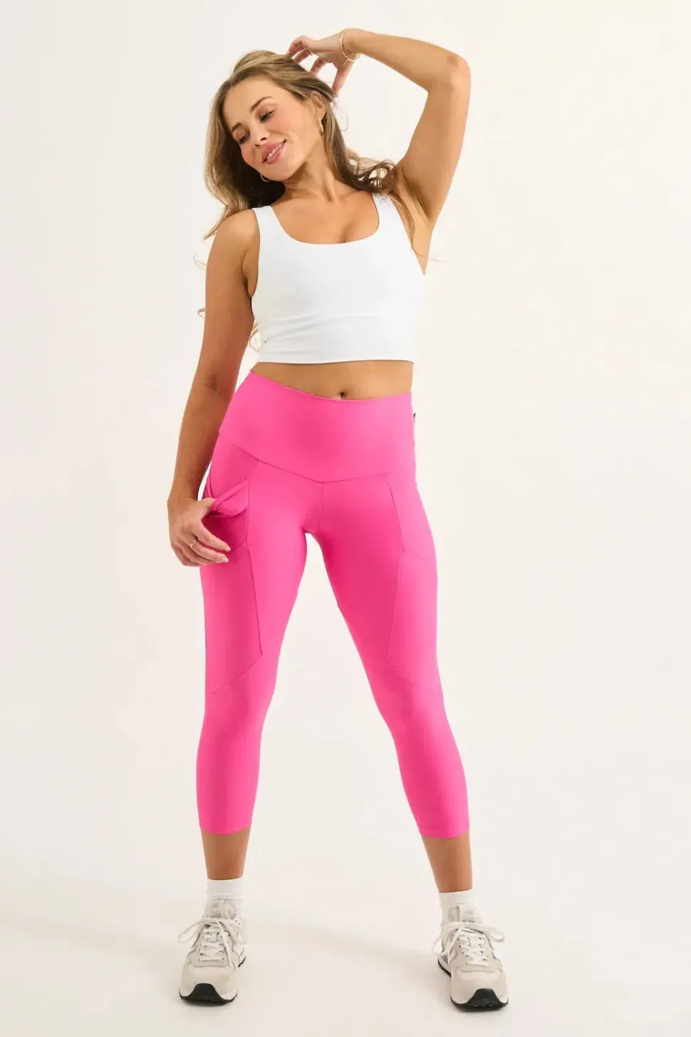 Candy Pink Performance - Pocket Booty Shaper High Waisted Capri Leggings