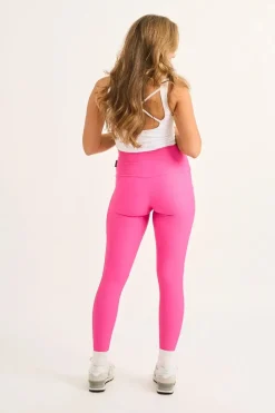 Candy Pink Performance - Panel Pocket High Waisted Leggings