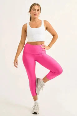 Candy Pink Performance - Tummy Control High Waisted Capri Leggings