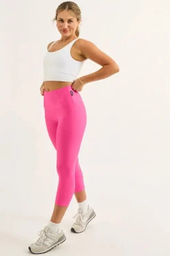 Candy Pink Performance - Tummy Control High Waisted Capri Leggings