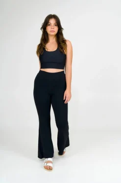 Comfy Cotton High Waisted Bells - Black