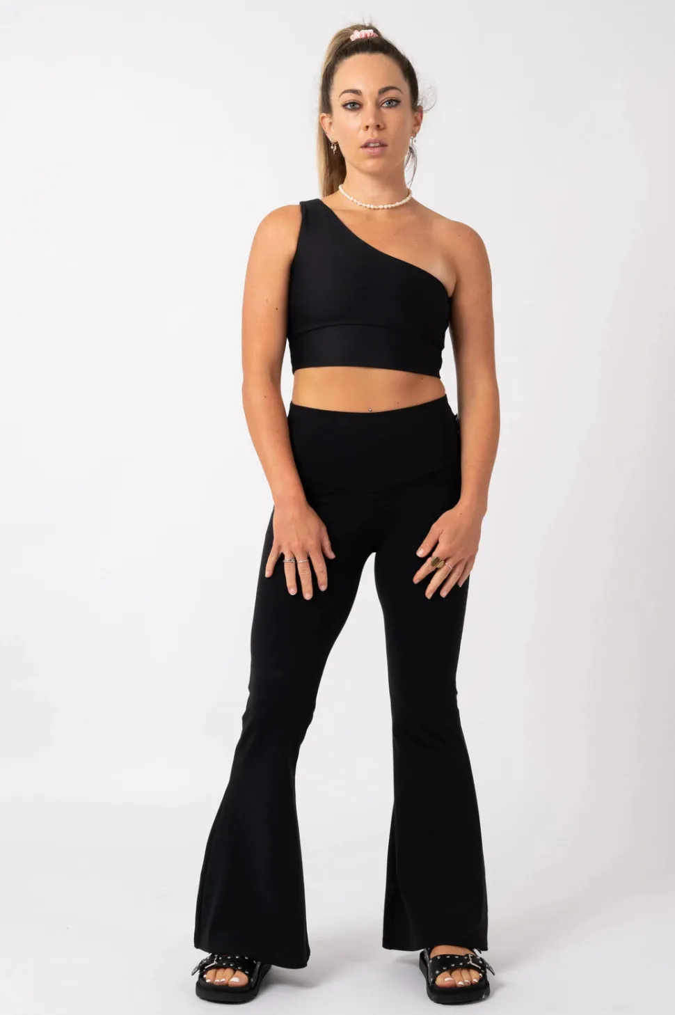 Comfy Cotton High Waisted Bells - Black