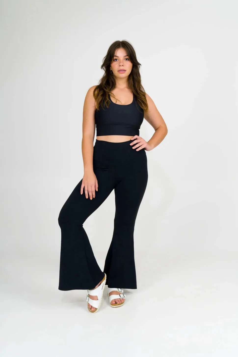 Comfy Cotton High Waisted Bells - Black