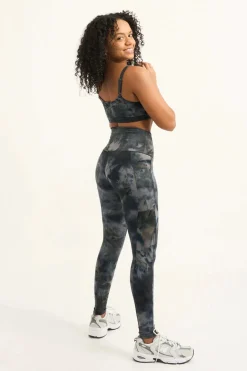 Dark and Moody Tie Dye Body Contouring - Panel Pocket High Waisted Leggings