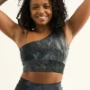 Dark And Moody Tie Dye Body Contouring - One Shoulder Comfort Crop Top