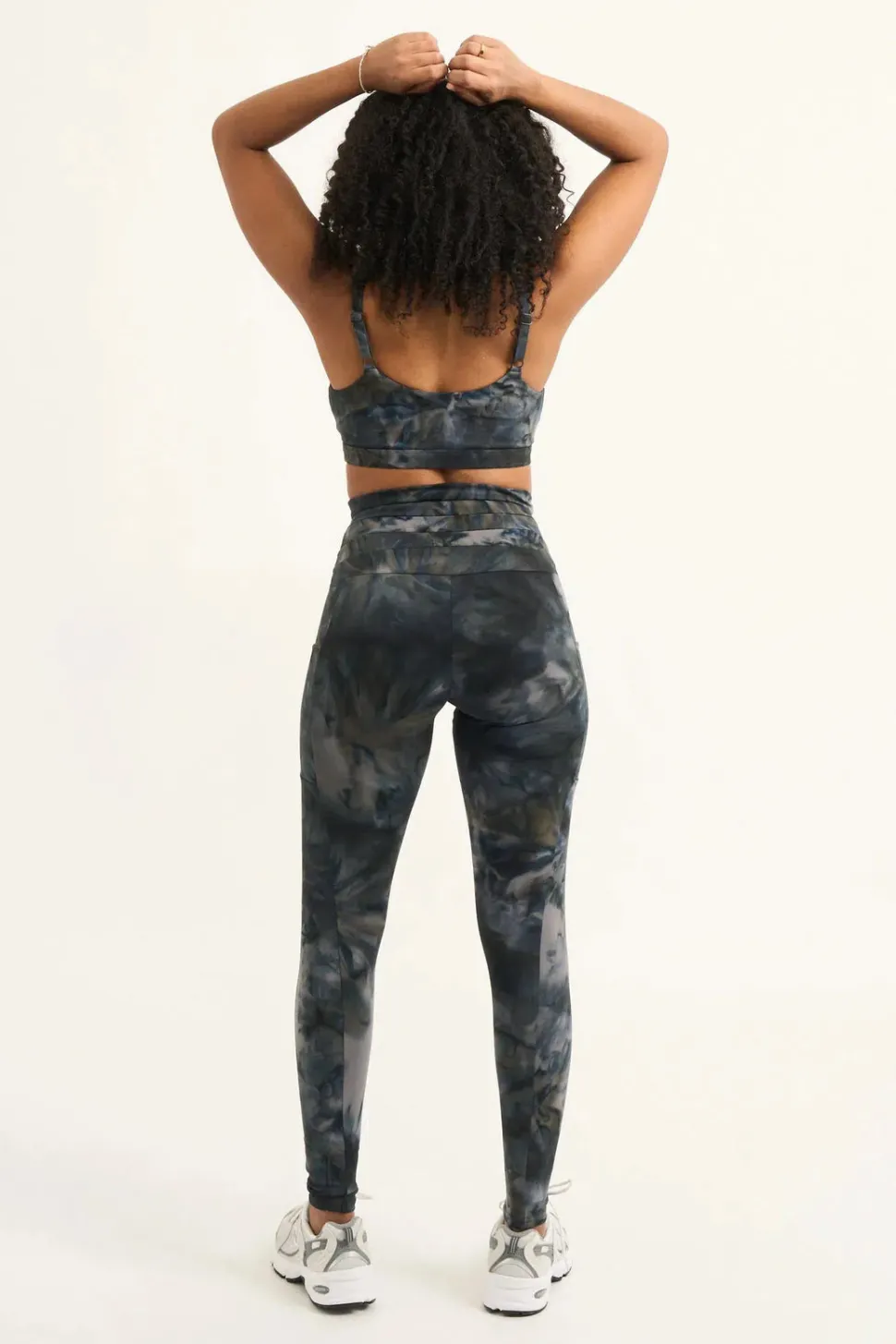 Dark and Moody Tie Dye Body Contouring - Panel Pocket Drawstring High Waisted Leggings