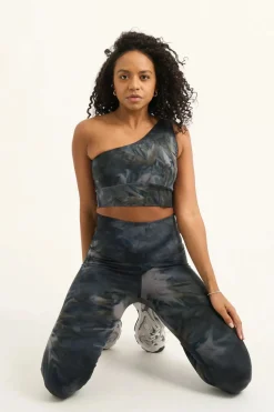 Dark And Moody Tie Dye Body Contouring - One Shoulder Comfort Crop Top