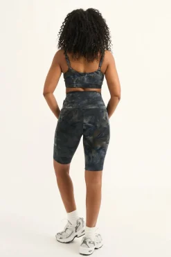 Dark and Moody Tie Dye Body Contouring - Panel Pocket High Waisted Long Shorts