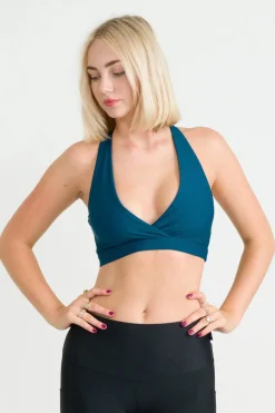 Dark Teal Performance - Cross Over Crop