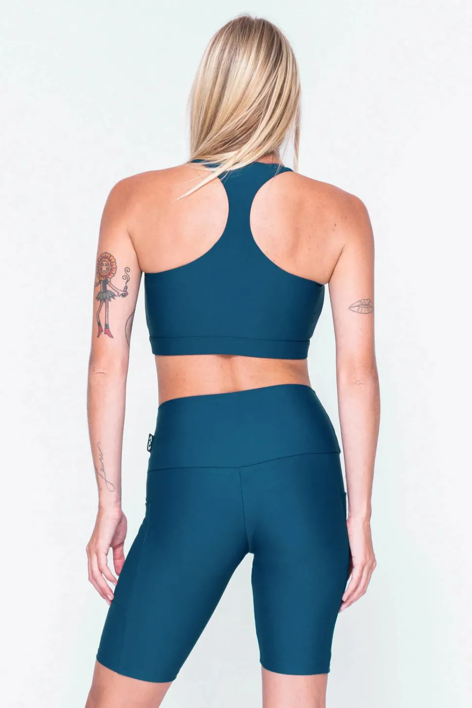 Dark Teal Performance - Panel Pocket High Waisted Long Shorts
