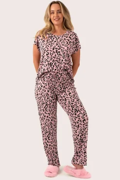Dusty Pink Leopard Mania Modal - Lace Trim T-Shirt
