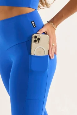 Electric Blue Body Contouring - Panel Pocket High Waisted Capri Leggings
