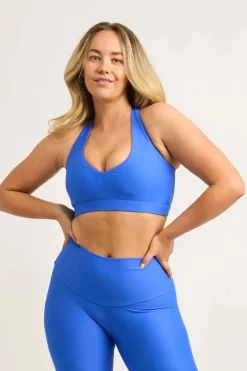 Electric Blue Performance - Deep V Crop