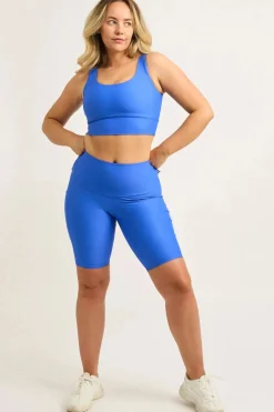 Electric Blue Performance - Panel Pocket High Waisted Long Shorts