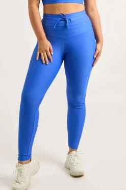 Electric Blue Performance - Panel Pocket Drawstring High Waisted Leggings