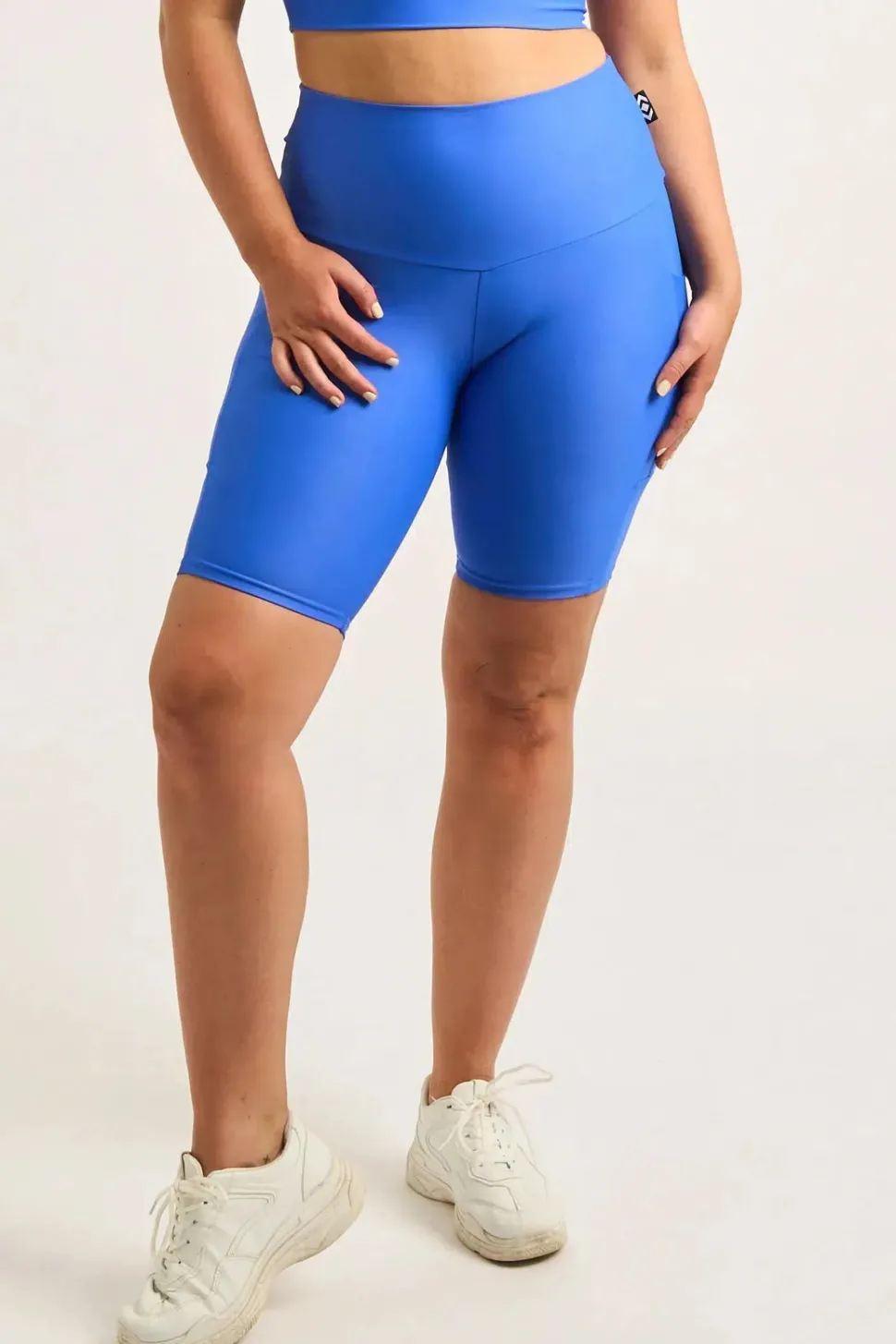 Electric Blue Performance - Panel Pocket High Waisted Long Shorts