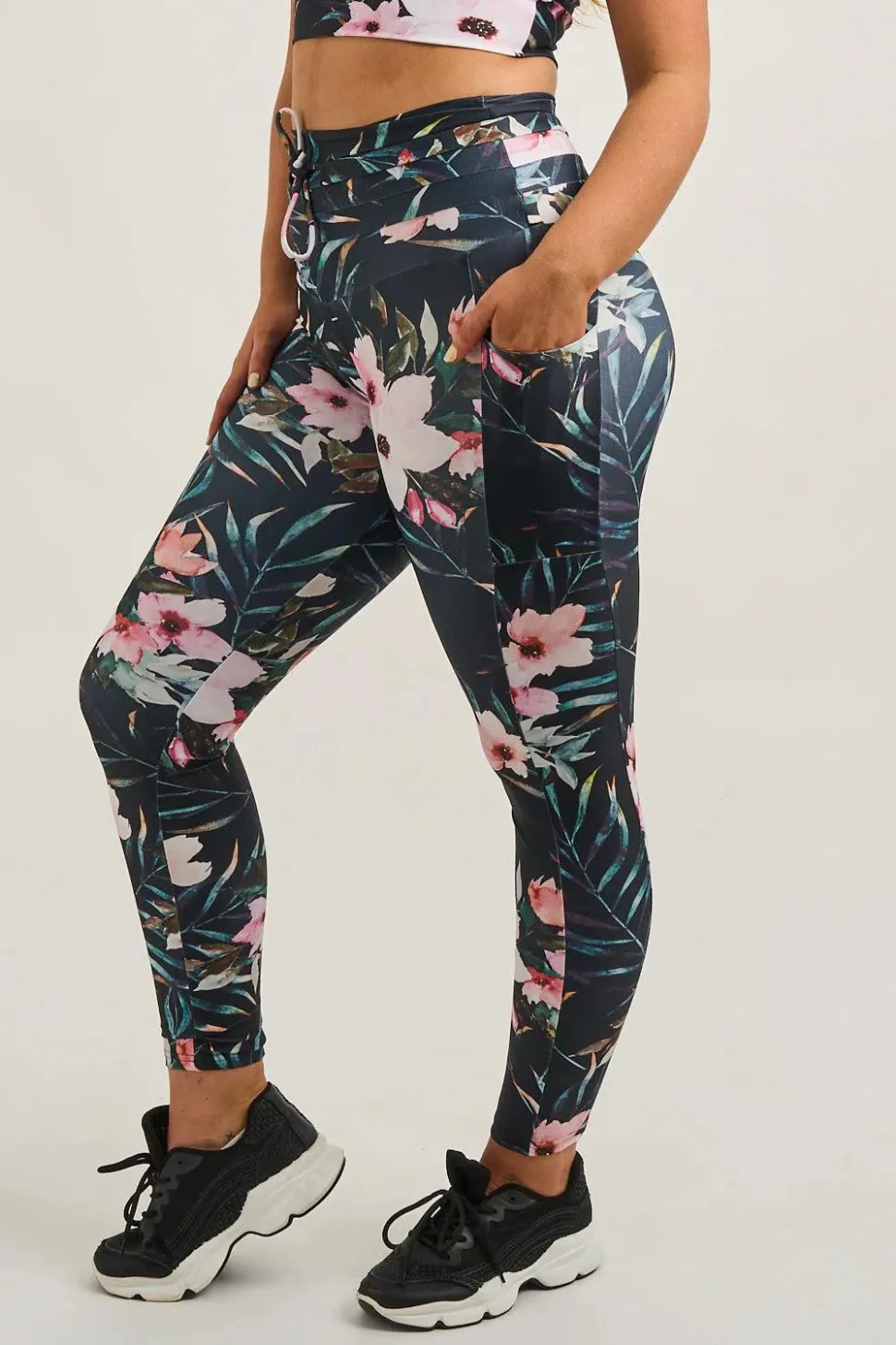 Exotic At Heart Performance - Panel Pocket Drawstring High Waisted Leggings
