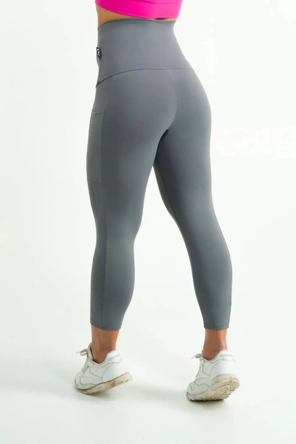 Grey Body Contouring - Panel Pocket Extra High Waisted Capri Leggings