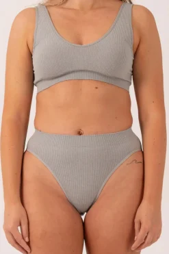 Grey Rib Seam Free - High Waist Bikini Briefs